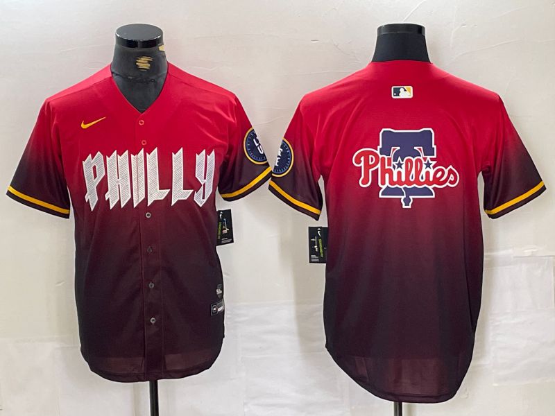 Men Philadelphia Phillies Blank Red City Edition Nike 2024 MLB Jersey style 5->->MLB Jersey